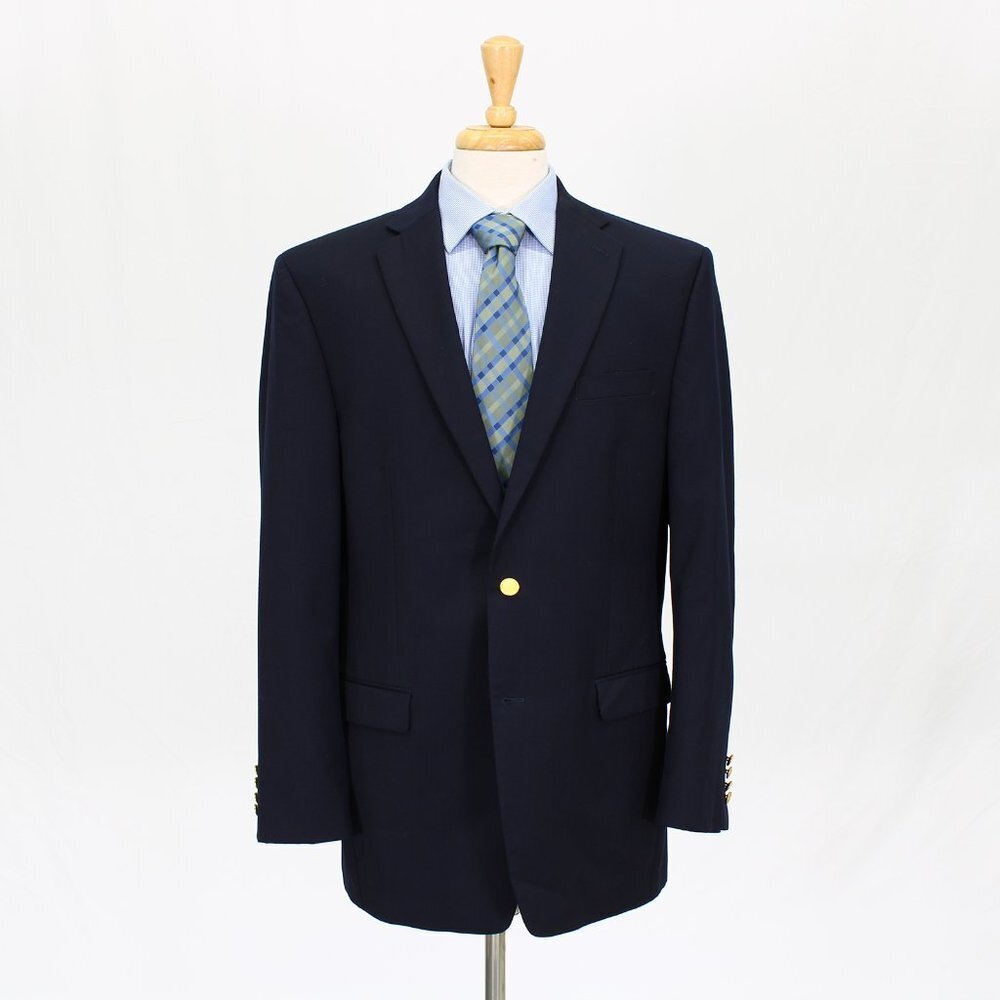 Chaps 46L Navy Solid 2-Button Sport Coat Blazer Jacket P277